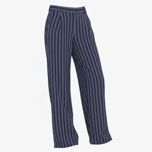 Michael Kors Navy and White Striped Wide Leg Women's Pants Small